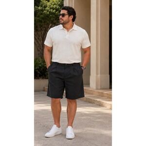 Ashworth Black Golf Shorts Mens 38 Flat Front Casual Performance